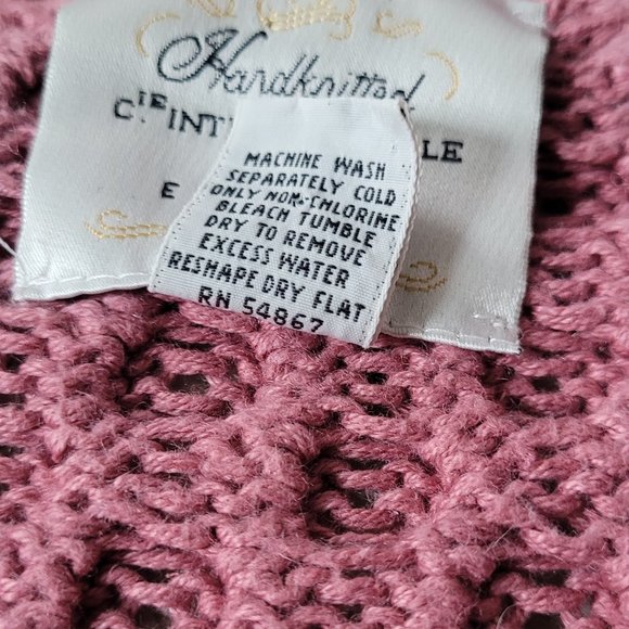 80s Vintage Express Handknit Mauve Rose Sweater - Picture 5 of 14
